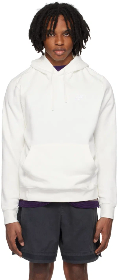 Nike White Embroidered Hoodie In Sail/sail/white