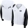 Nike White Georgia Bulldogs Cropped Beyond Capability Color-block Script Full-zip Hoodie In Multi