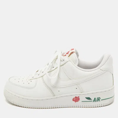 Nike White Leather Dunk Low Lace Up Sneakers