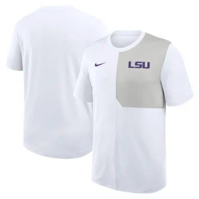 Nike White Lsu Tigers 2025 Sideline Uv Performance Coach T-shirt