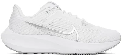 Nike White Pegasus 40 Sneakers In White/metallic
