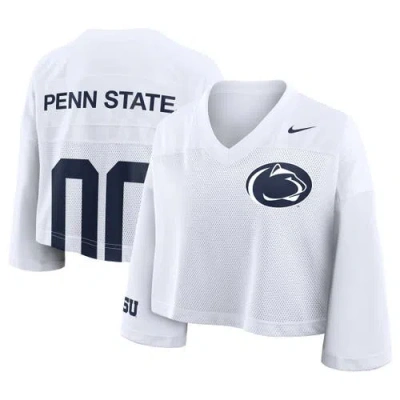 Nike White Penn State Nittany Lions Cropped Mesh Dri-fit Fashion Jersey