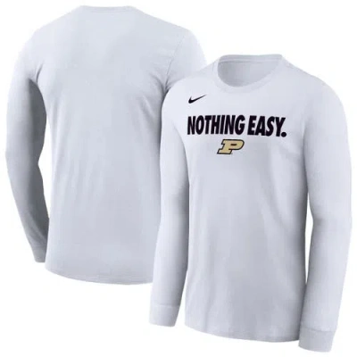 Nike White Purdue Boilermakers 2025 On-court Bench Long Sleeve T-shirt