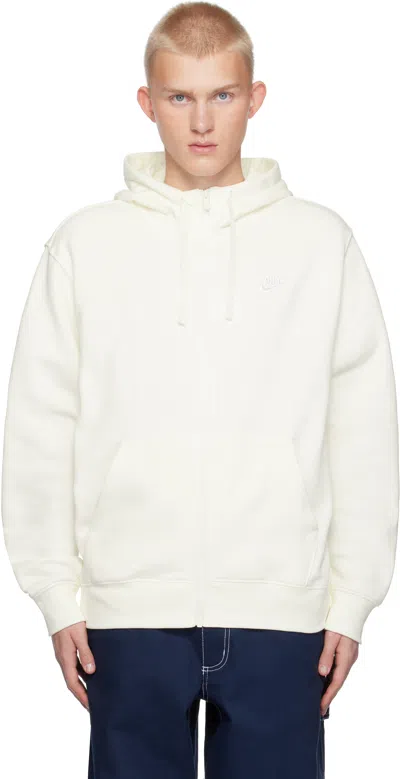Nike White Sportswear Club Fleece Hoodie In Sail/sail/white