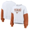 Nike Women's White Texas Longhorns Color-block Oversized Cropped Pullover Sweatshirt In White