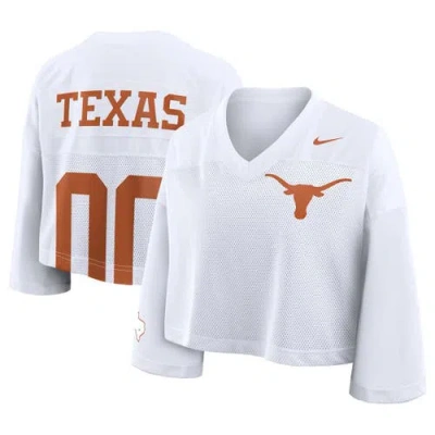 Nike White Texas Longhorns Cropped Mesh Dri-fit Fashion Jersey