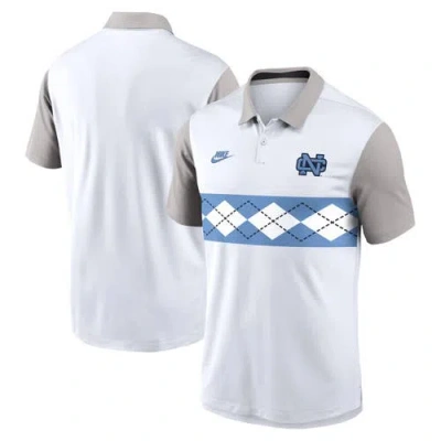 Nike White/gray North Carolina Tar Heels Athletic Prep Legacy Logo Vapor Performance Polo