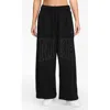 Nike Wide Leg Fleece Pants In Black