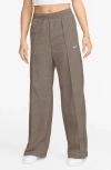 Nike Wide Leg Pants In Mink Brown/white