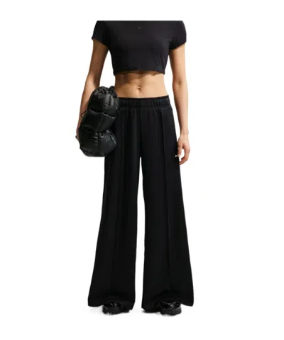 Nike Wide-leg Elastic-waist Pants In Black