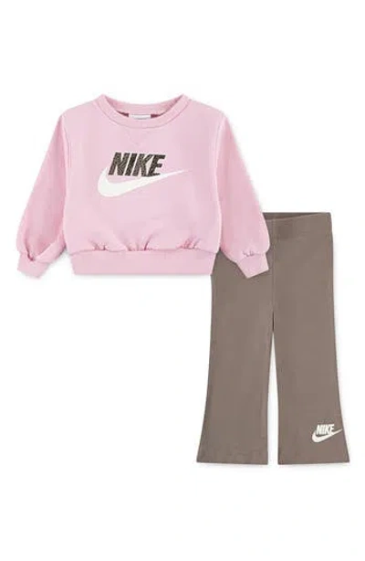 Nike Babies'  Wild Warmth Logo Sweatshirt & Flared Leggings Set In Multi