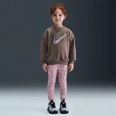 Nike Babies' Wild Warmth Toddler Crew Top And Leggings Set In Pink