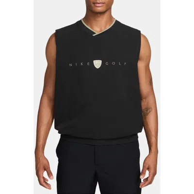 Nike Logo-embroidered V-neck Vest In Black