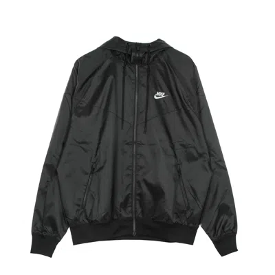 Nike Windbreaker Men Sportswear Woven Lined Windrunner Hooded Jacket Black/white