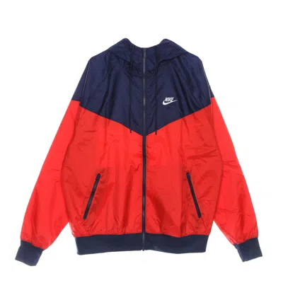 Nike Windbreaker Men Sportswear Woven Lined Windrunner Hooded Jacket University Red/midnight Navy/white