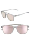 Nike Windfall 54mm Square Sunglasses In Matte Wolf Grey/pink