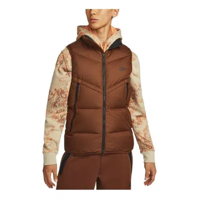Nike Windproof Warm Stand Collar Down Vest 'brown'