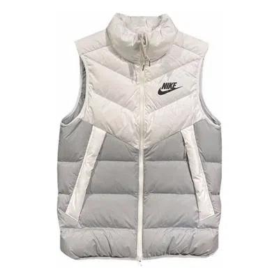 Nike Windproof Warm Stand Collar Down Vest 'white Grey' In Gray
