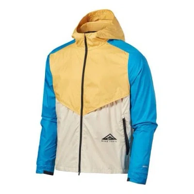 Nike Windrunner Contrast Windproof Casual Hooded Jacket For Men Yellow In Multi