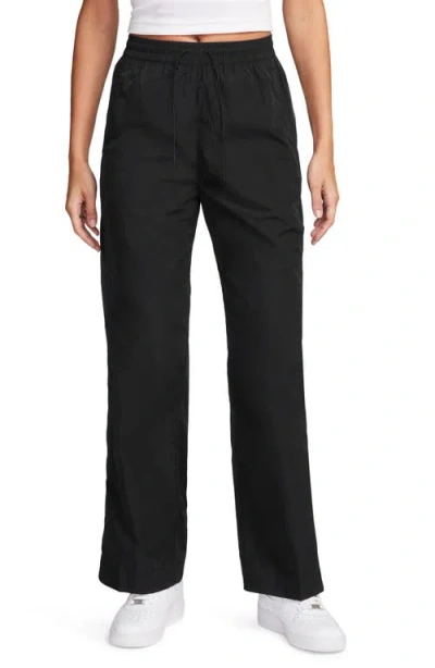 Nike Windrunner Water Repellent High Waist Woven Pants In Black/white