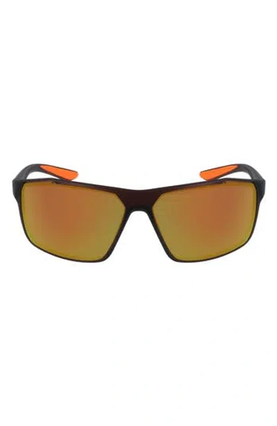 Nike Windstorm 65mm Mirrored Rectangular Sunglasses In Black