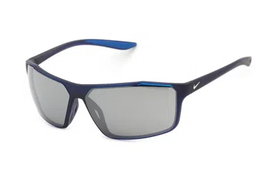 Pre-owned Nike Windstorm Sunglasses/410) In Matte Midnight Navy Blue/grey/silver (cw4674