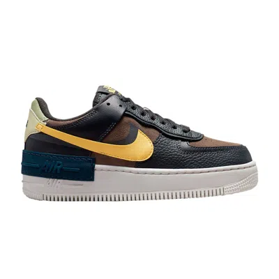 Pre-owned Nike Wmns Air Force 1 Shadow 'off Noir Saturn Gold' In Black