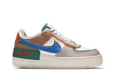 Pre-owned Nike Wmns Air Force 1 Shadow 'sail Signal Blue Green' Ci0919-109 In Sail/signal Blue/green Noise/cream
