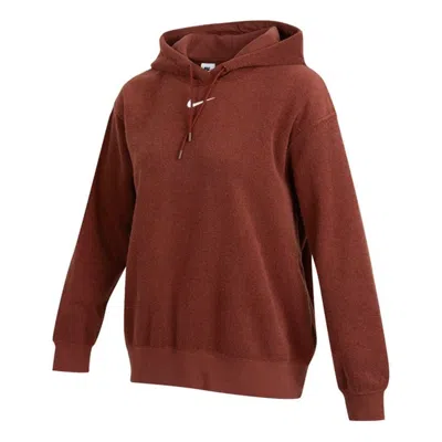 Nike (wmns) As W  Sportswear Essntl Plsh Hoodie Bronze Eclipse In Brown