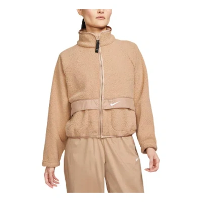 Nike (wmns) As W  Sportswear Essntl Shrpa Jkt Jacket Hemp In Nude