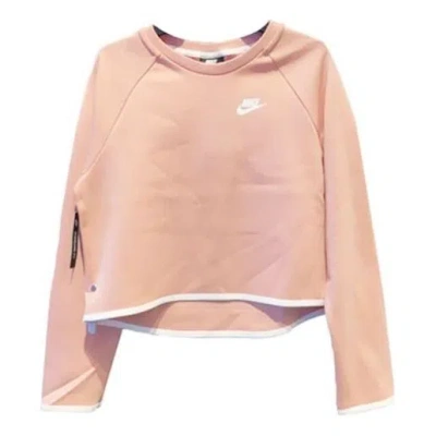 Nike (wmns) As W  Sportswear Tch Flc Crew Pink Quartz In Neutral