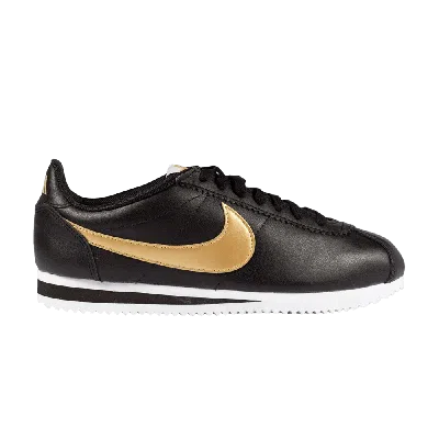 Pre-owned Nike Wmns Classic Cortez Leather 'black Metallic Gold'