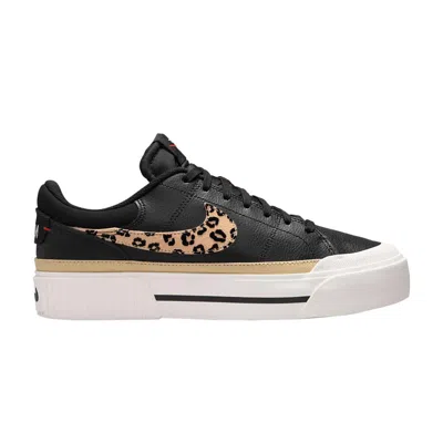 Pre-owned Nike Wmns Court Legacy Lift 'leopard Print Swoosh' | Black | Women's Size 6