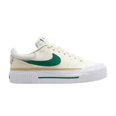 Pre-owned Nike Wmns Court Legacy Lift 'sail Evergreen Aura' | Cream | Women's Size 11.5 In White