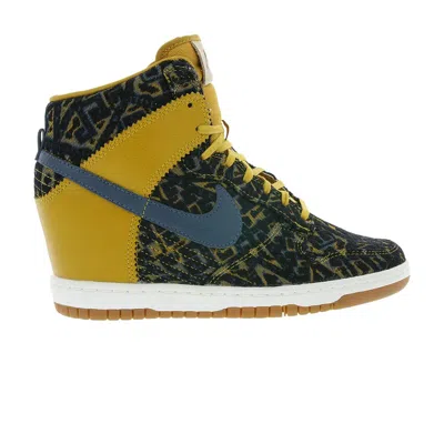 Pre-owned Nike Wmns Dunk Sky Hi Premium 'gold Suede Blue' | Women's Size 7.5