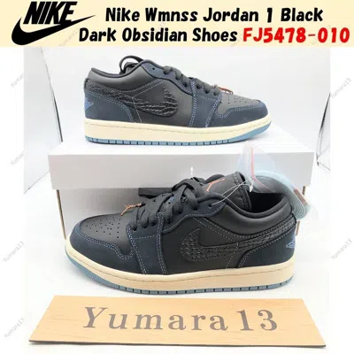 Pre-owned Nike Wmns Jordan 1 Low Se Black Dark Obsidian Shoes Fj5478-010 Us 5-15