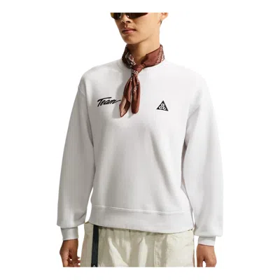 Nike Women's  Acg "tuff Fleece" Crew-neck Sweatshirt In White