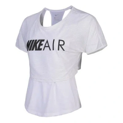 Nike (wmns)  Air Double Layer Mesh Back Hollow Out Running Training Short Sleeve White