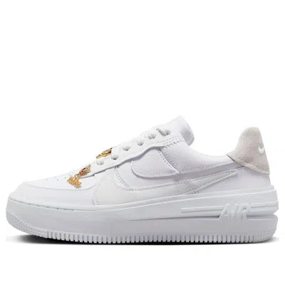 Nike (wmns)  Air Force 1 Low Plt Af Orm Bling 'white Metallic Gold Summit White' In Multi
