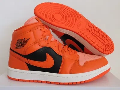 Pre-owned Nike Wmns  Air Jordan 1 Mid Se Crimson Bliss-rush Orange Sz 10 [dm3381-600] In Red