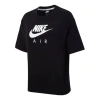 Nike (wmns)  Air Logo Printing Loose Knit Sports Short Sleeve Black T-shirt In Black