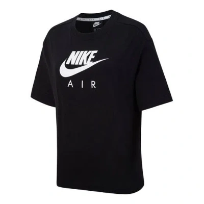 Nike (wmns)  Air Logo Printing Loose Knit Sports Short Sleeve Black T-shirt