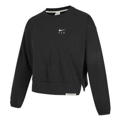 Nike (wmns)  As Nk Standard Issue Crew Embroidery Logo Knitting Round-neck Sweatshirt Black