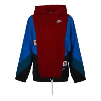 Nike (wmns)  As W Nsw Icn Clsh Po Hdy Mx Os Splicing Contrasting Colors Sports Hooded Fleece Lined Pu In Burgundy