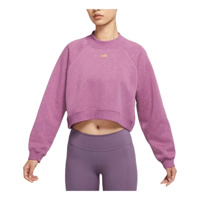 Nike (wmns)  Athleisure Casual Sports Fleece Lined Short Round Neck Pullover Purple Red Hoodie Violet
