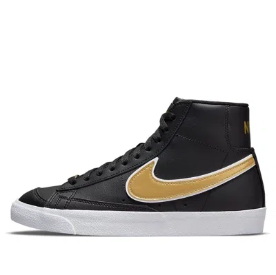 Nike (wmns)  Blazer Mid '77 Essential 'black Metallic Gold' In Animal Print