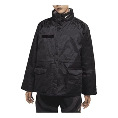Nike (wmns)  Brand Logo Stand Collar Solid Color Casual Sports Hoodless Padded Clothes Black