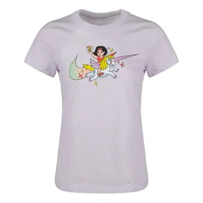 Nike (wmns)  Cartoon Logo Short Sleeve 'purple' In White