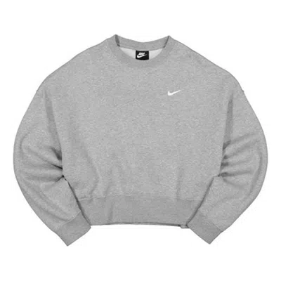 Nike (wmns)  Casual Sports Logo Round Neck Fleece Hoodie Light Grey Gray