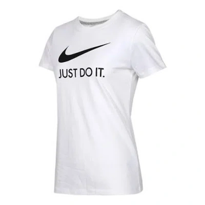 Nike (wmns)  Chest Logo Pattern Loose Round Neck Short Sleeve T-shirt White